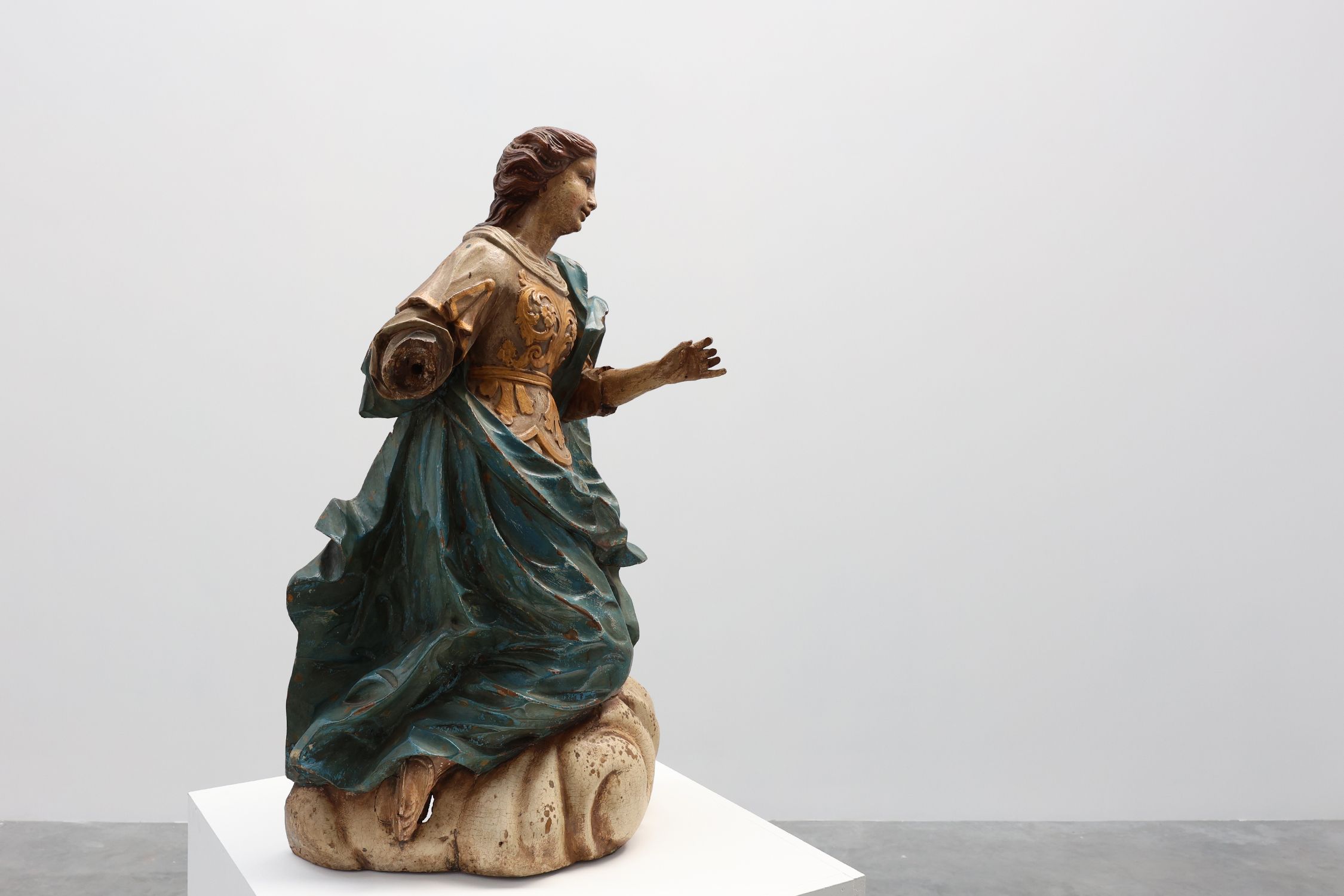 French 18th Century Religious Statue of the Virgin Mary on a cloudthumbnail